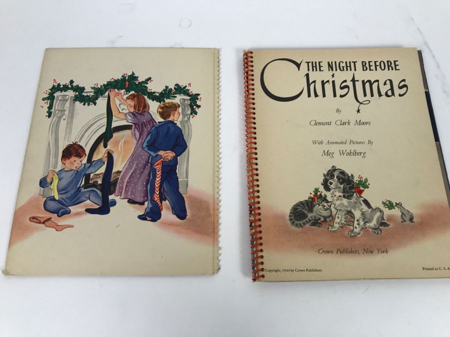 Vintage Book The Night Before Christmas by Clement Clark Moore and Animated Pictures by Meg Wohlberg - Copyright 1944 by Crown Publishers, New York [Photo 2]