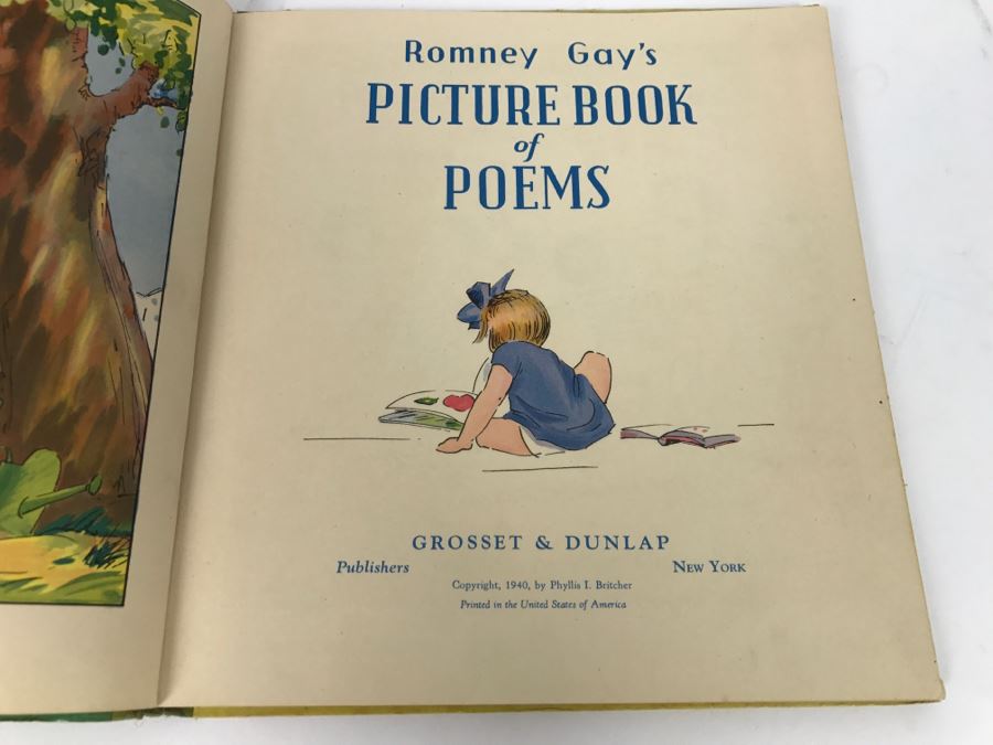 Vintage Book Romney Gay’s Picture Book Of Poems - Grosset And Dunlap Publishers, Copyright 1940 By Phillis I Britcher [Photo 3]