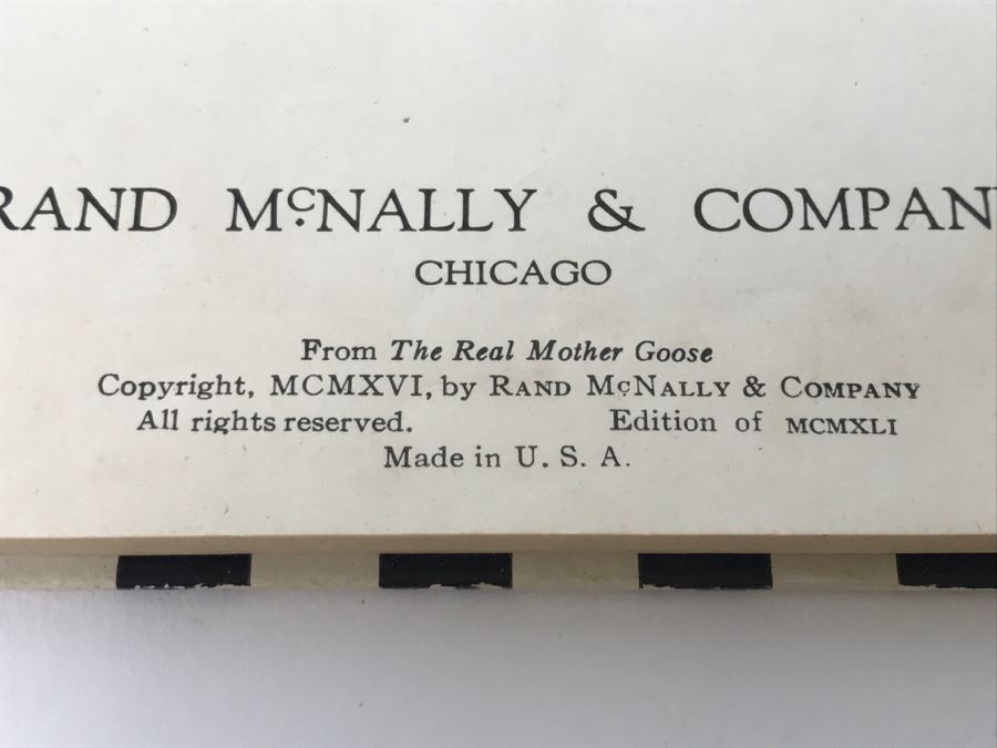 Vintage Book The Real Mother Goose Gosling Edition With Pictures By Blanche Fisher Wright - Copyright MCMXVI By Rand McNally And Company [Photo 5]