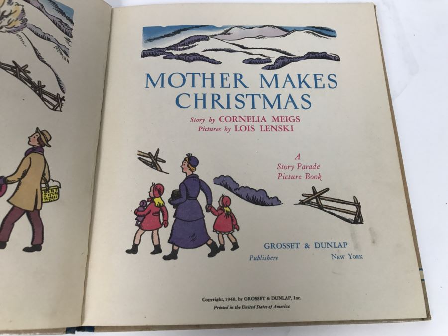 Vintage Book Mother Makes Christmas Story By Cornelia Meigs Pictures By Lois Lenski, A Story Parade Picture Book - Copyright 1940 By Grosset And Dunlap, Inc [Photo 3]