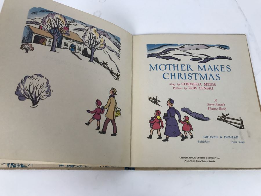 Vintage Book Mother Makes Christmas Story By Cornelia Meigs Pictures By Lois Lenski, A Story Parade Picture Book - Copyright 1940 By Grosset And Dunlap, Inc [Photo 2]
