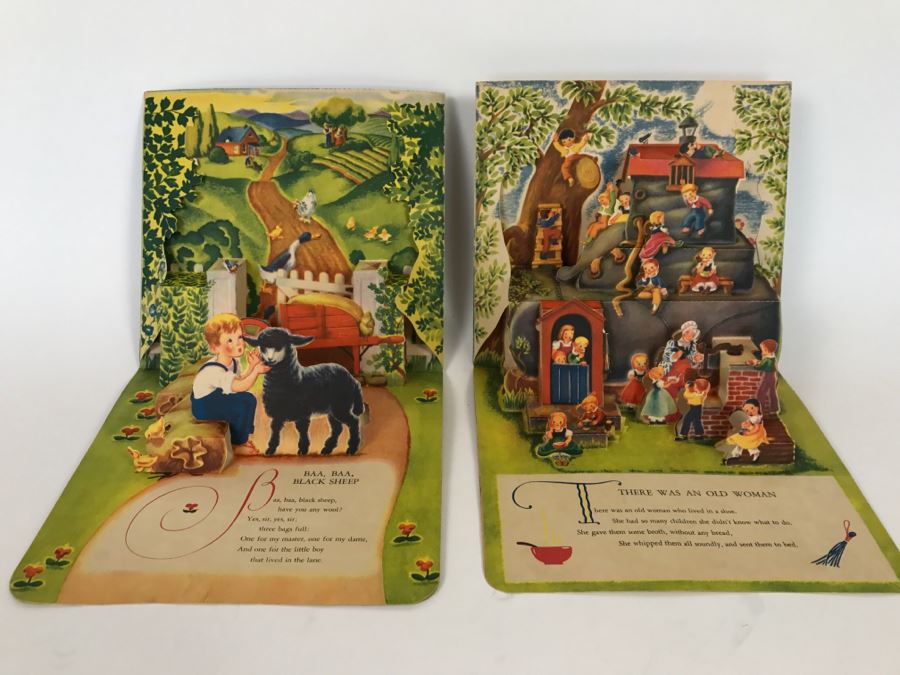 Vintage Pop Up Books In Great Condition - Baa Baa Black Sheep And There Was An Old Woman By Geraldine Clyne, Copyright J.S. Fub Company [Photo 1]