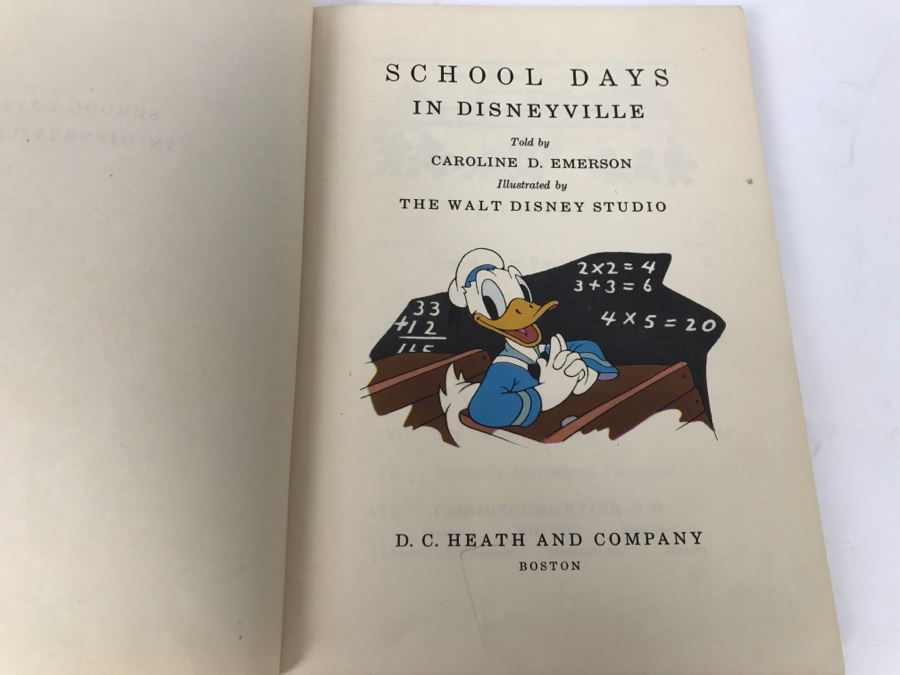 Vintage Book School Days In Disneyville By Walt Disney And Caroline D. Emerson, Illustrated By The Walt Disney Studio - Copyright 1939 By Walt Disney Productions [Photo 6]