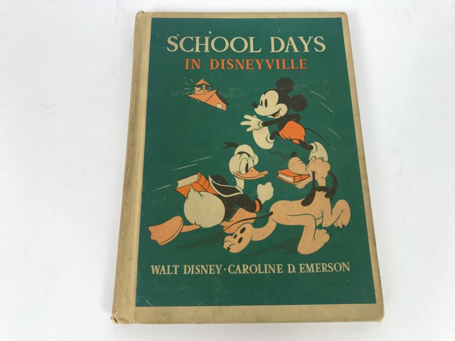 Vintage Book School Days In Disneyville By Walt Disney And Caroline D. Emerson, Illustrated By The Walt Disney Studio - Copyright 1939 By Walt Disney Productions [Photo 1]