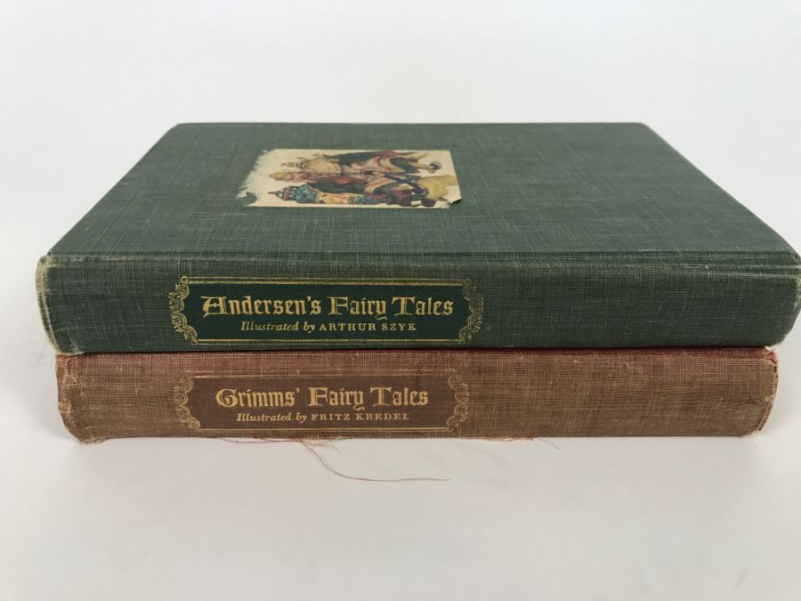 Vintage Books - Andersen’s Fairy Tales By Hans Christian Andersen Illustrated By Arthur Szyk And Grimm’s Fairy Tales by The Brothers Grimm Illustrated By Fritz Kredel - Both Copyright MCMXLV By Grosset and Dunlap, Inc [Photo 1]