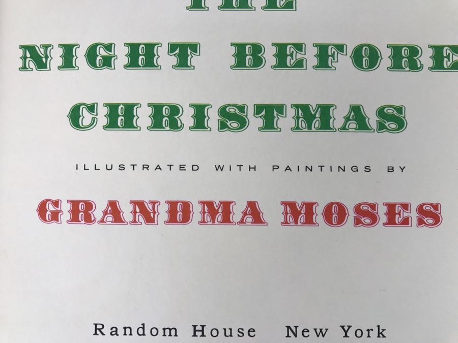 Vintage Book The Night Before Christmas By Clement C. Moore With Pictures By Grandma Moses - Copyright 1948, 1960, 1961 By Grandma Moses, Inc - Published by Random House [Photo 8]