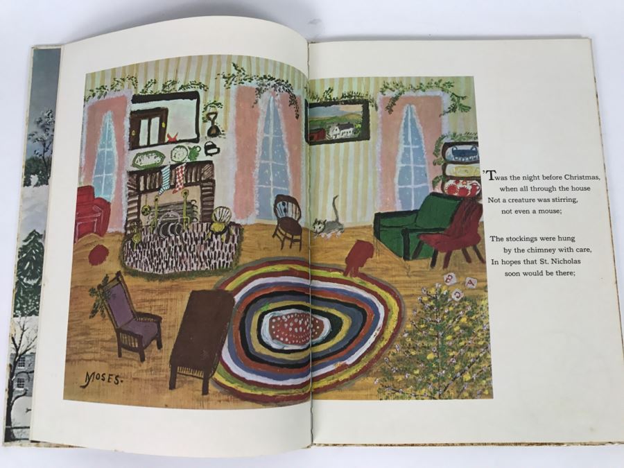 Vintage Book The Night Before Christmas By Clement C. Moore With Pictures By Grandma Moses - Copyright 1948, 1960, 1961 By Grandma Moses, Inc - Published by Random House [Photo 9]