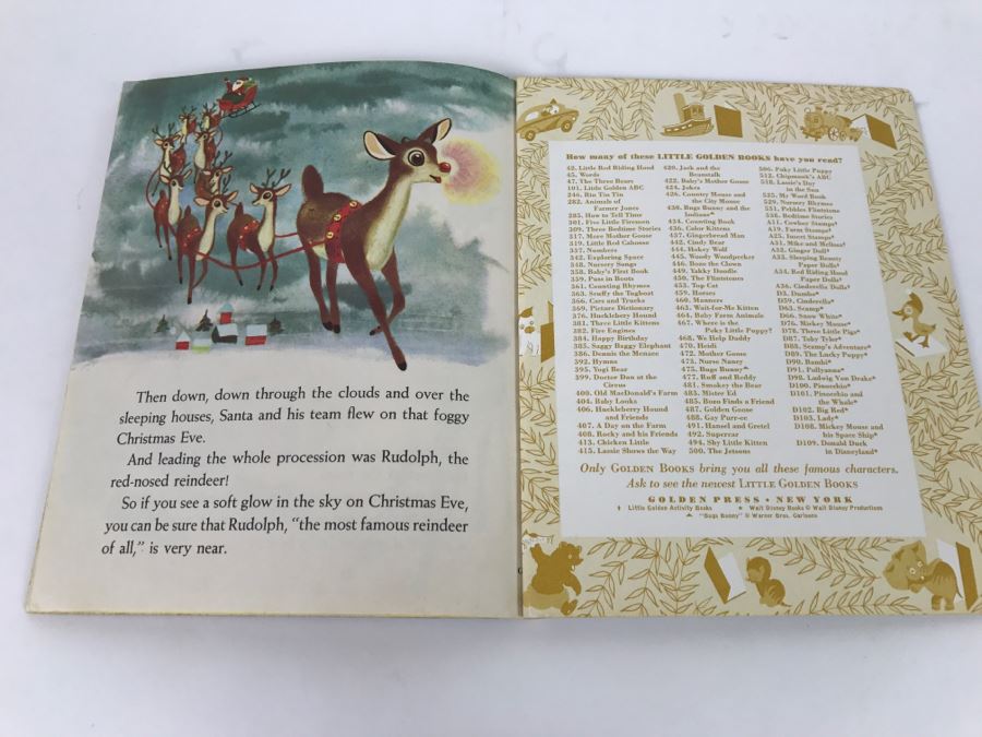 Vintage Book Rudolph The Red Nosed Reindeer A Little Golden Book By Barbara Shook Hazen Pictures By Richard Scarry - Copyright 1958 By Robert L May - Published By Golden Press, Inc [Photo 8]