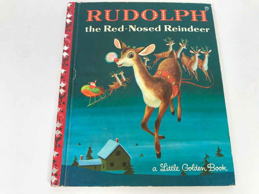 Vintage Book Rudolph The Red Nosed Reindeer A Little Golden Book By Barbara Shook Hazen Pictures By Richard Scarry - Copyright 1958 By Robert L May - Published By Golden Press, Inc [Photo 1]