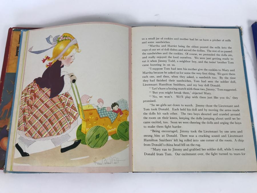 Vintage Books - Bedtime Stories For Wide Awake Children Copyright MCMXXXIX, Round The Mulberry Bush By Marion L. McNeil Copyright MCMXXXIII, And Three Famous Stories Illustrated By Mary Ellisworth Copyright 1941 [Photo 12]