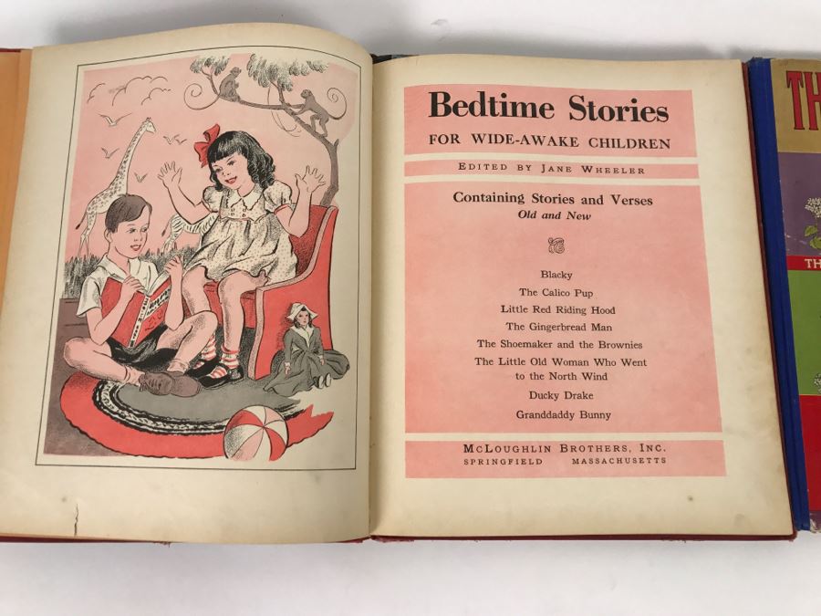 Vintage Books - Bedtime Stories For Wide Awake Children Copyright MCMXXXIX, Round The Mulberry Bush By Marion L. McNeil Copyright MCMXXXIII, And Three Famous Stories Illustrated By Mary Ellisworth Copyright 1941 [Photo 14]