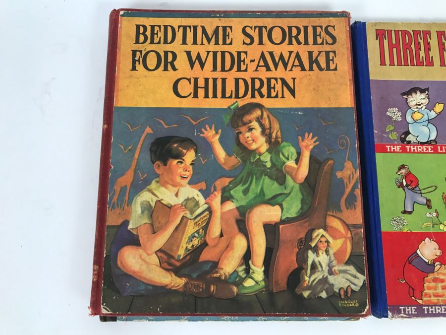 Vintage Books - Bedtime Stories For Wide Awake Children Copyright MCMXXXIX, Round The Mulberry Bush By Marion L. McNeil Copyright MCMXXXIII, And Three Famous Stories Illustrated By Mary Ellisworth Copyright 1941 [Photo 13]