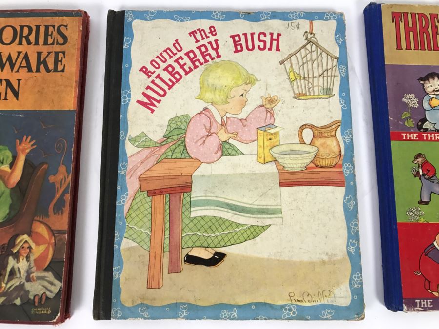 Vintage Books - Bedtime Stories For Wide Awake Children Copyright MCMXXXIX, Round The Mulberry Bush By Marion L. McNeil Copyright MCMXXXIII, And Three Famous Stories Illustrated By Mary Ellisworth Copyright 1941 [Photo 9]