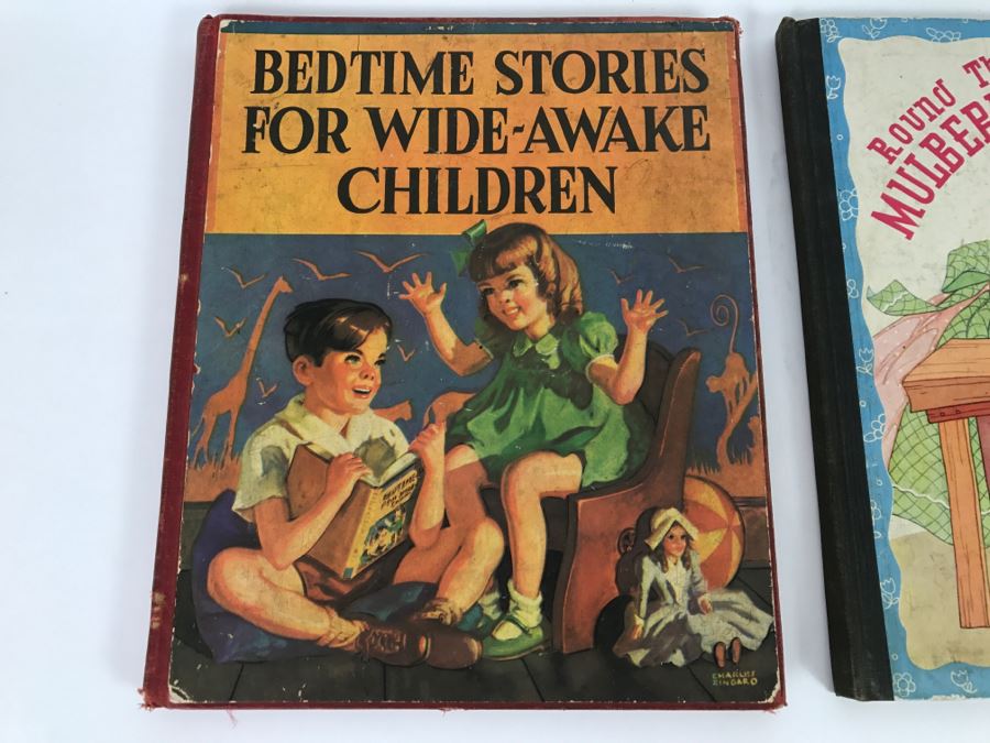Vintage Books - Bedtime Stories For Wide Awake Children Copyright MCMXXXIX, Round The Mulberry Bush By Marion L. McNeil Copyright MCMXXXIII, And Three Famous Stories Illustrated By Mary Ellisworth Copyright 1941 [Photo 3]
