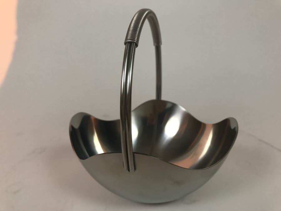 Mid-Century Modern Stainless Steel Selandia Denmark Metal Basket [Photo 4]