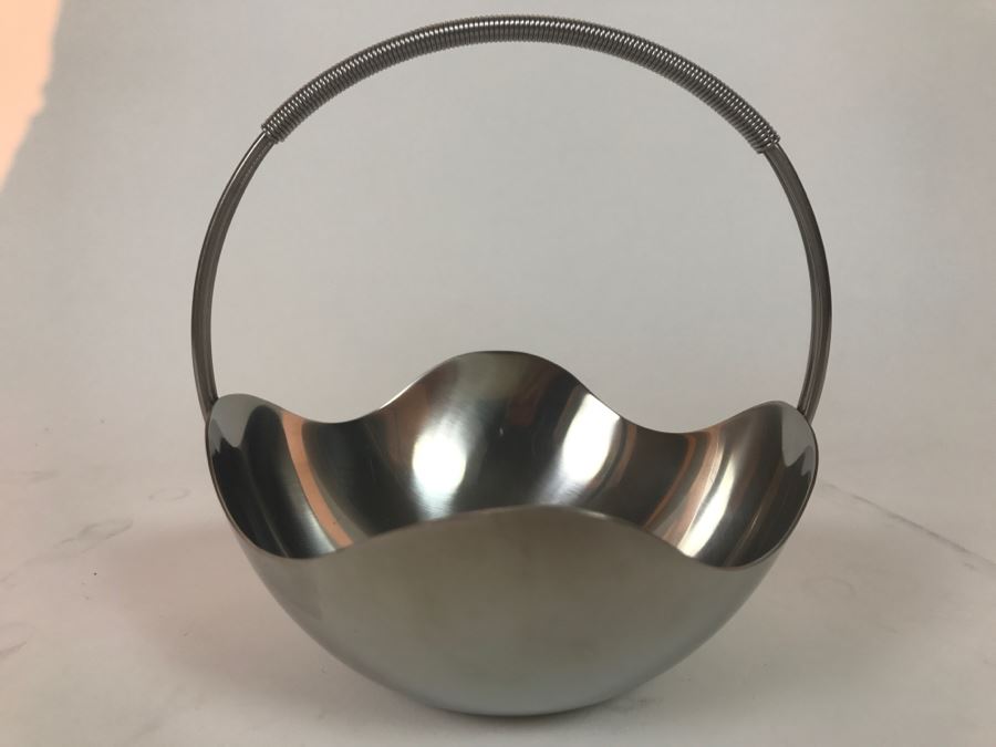 Mid-Century Modern Stainless Steel Selandia Denmark Metal Basket [Photo 3]