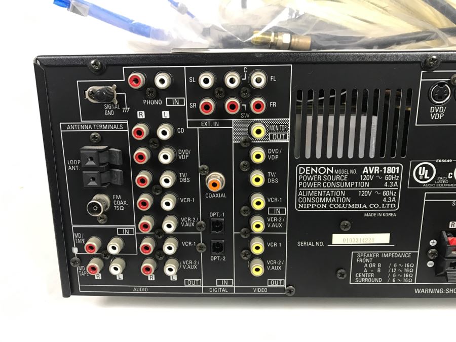 DENON AV Surround Receiver AVR1801 With Cables