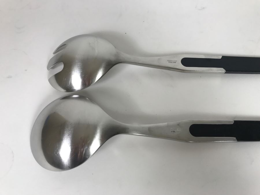 Pair Of Mid-Century Stainless Steel Finland Salad Bowl Fork And Spoon [Photo 6]
