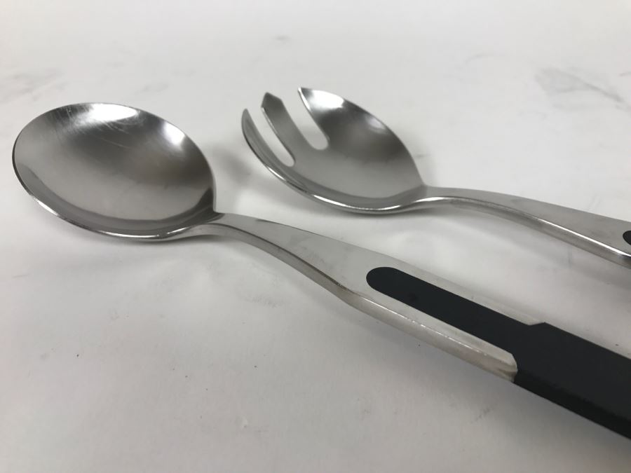 Pair Of Mid-Century Stainless Steel Finland Salad Bowl Fork And Spoon [Photo 3]