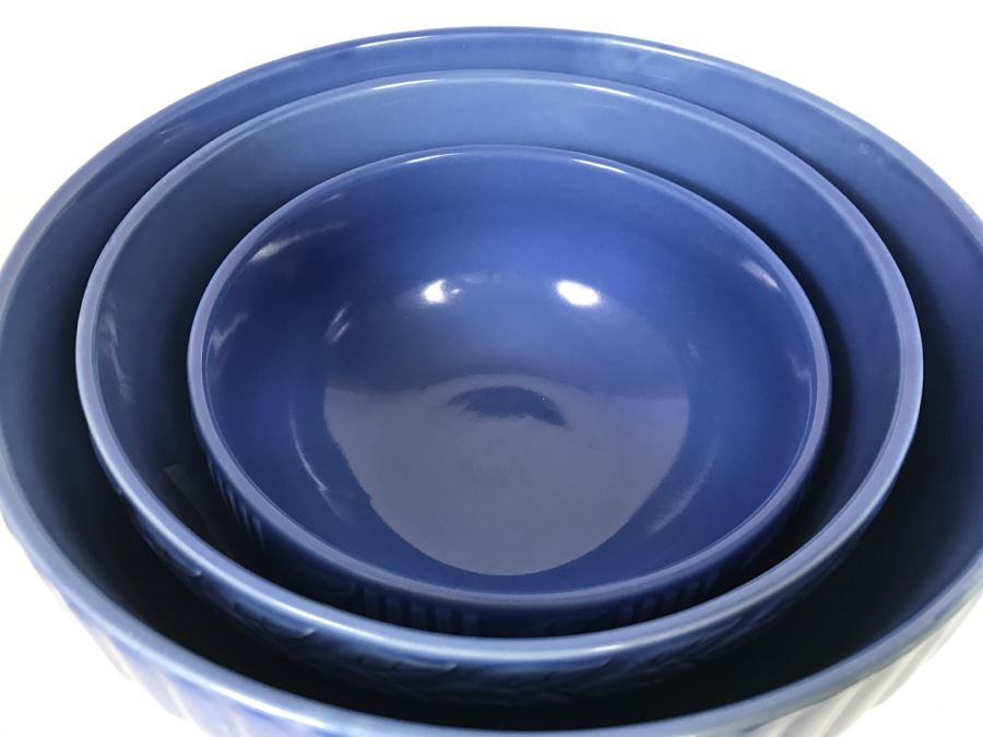 Set Of 3 Blue Nesting Mixing Bowls Home Again By Riviera Van Beers For Signature Housewares Inc [Photo 3]