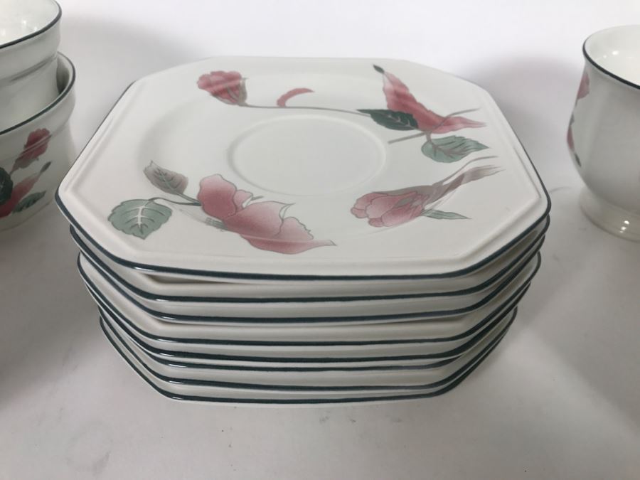Mikasa Continental Silk Flowers China Set Cups, Saucers, Platter, Bowls, Covered Butter Dish, Gravy Boat Japan (25 Pieces) [Photo 7]
