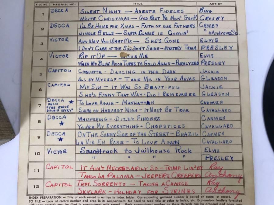 Vintage 45 Vinyl Record Carrying Case With ~50 45RPM Records Including Multiple Elvis Presley And Chuck Berry - See Inventory List In Photos - Records In Great Condition [Photo 11]