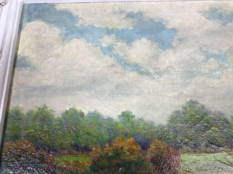 Original Plein Air Oil Painting By E. A. Nyman? 1928 In Stunning Custom Architectural Wooden Shabby Chic Frame 34' x 24' [Photo 14]