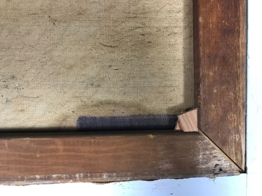 Original Plein Air Oil Painting By E. A. Nyman? 1928 In Stunning Custom Architectural Wooden Shabby Chic Frame 34' x 24' [Photo 25]