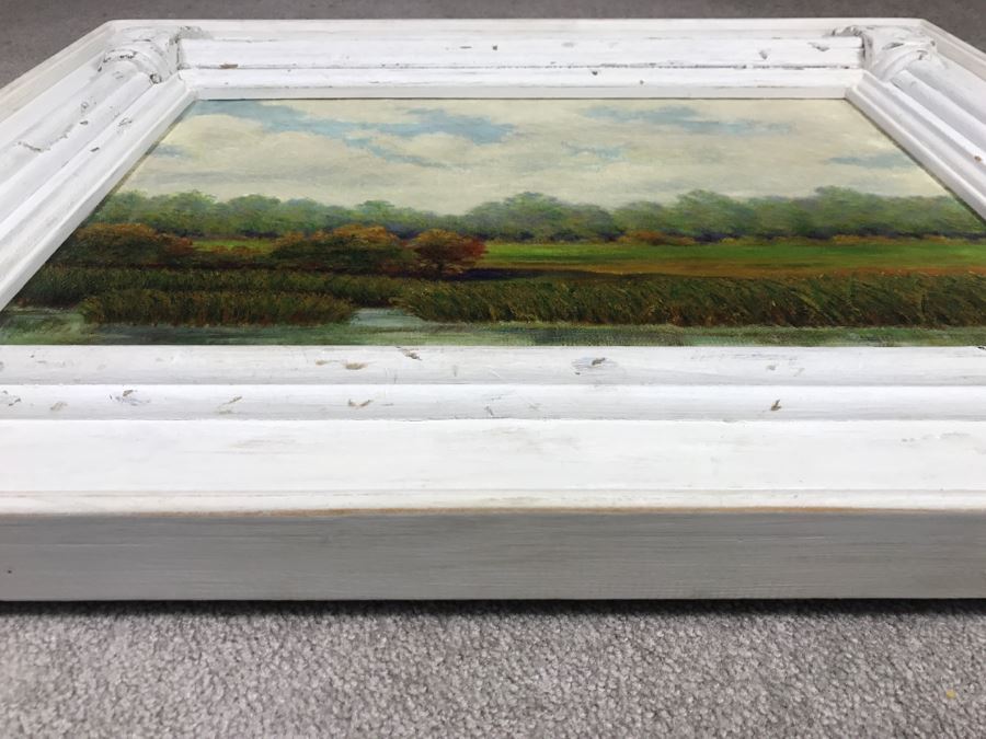 Original Plein Air Oil Painting By E. A. Nyman? 1928 In Stunning Custom Architectural Wooden Shabby Chic Frame 34' x 24' [Photo 22]