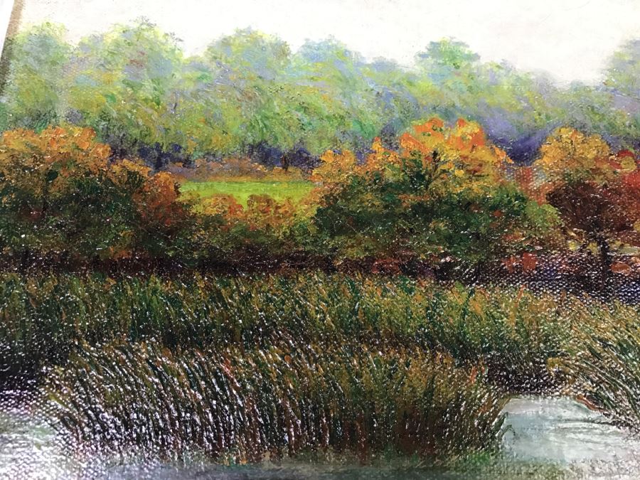 Original Plein Air Oil Painting By E. A. Nyman? 1928 In Stunning Custom Architectural Wooden Shabby Chic Frame 34' x 24' [Photo 13]