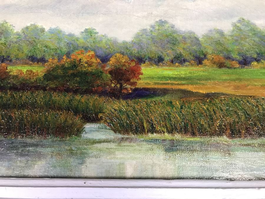 Original Plein Air Oil Painting By E. A. Nyman? 1928 In Stunning Custom Architectural Wooden Shabby Chic Frame 34' x 24' [Photo 17]