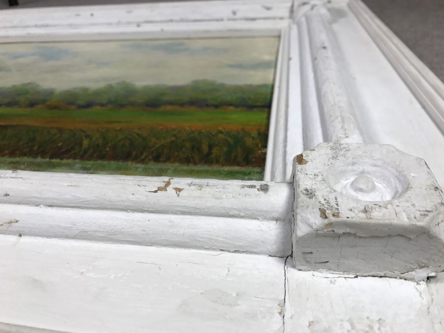 Original Plein Air Oil Painting By E. A. Nyman? 1928 In Stunning Custom Architectural Wooden Shabby Chic Frame 34' x 24' [Photo 20]