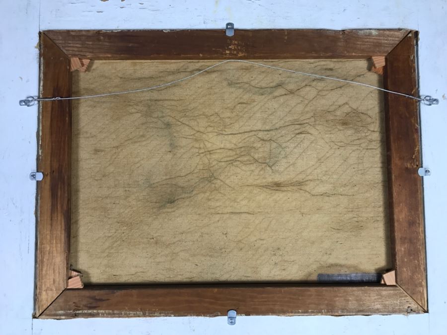 Original Plein Air Oil Painting By E. A. Nyman? 1928 In Stunning Custom Architectural Wooden Shabby Chic Frame 34' x 24' [Photo 24]