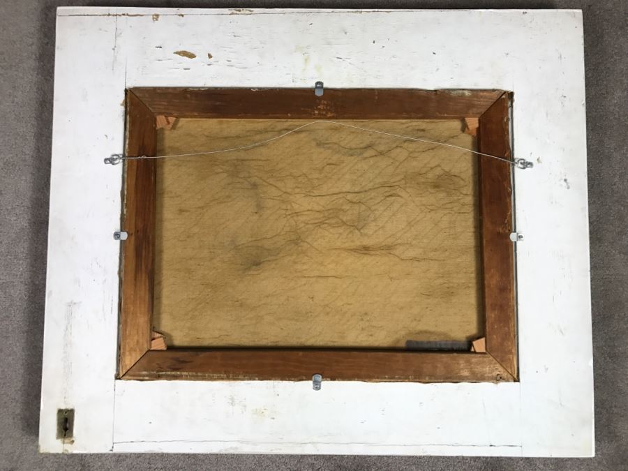 Original Plein Air Oil Painting By E. A. Nyman? 1928 In Stunning Custom Architectural Wooden Shabby Chic Frame 34' x 24' [Photo 23]