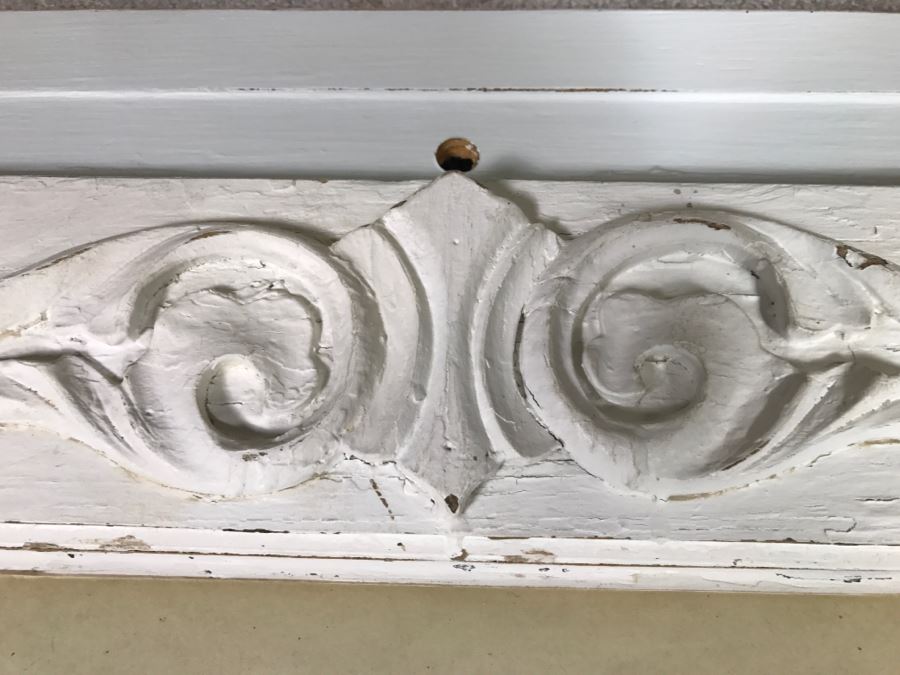 Original 1963 Charcoal Drawing In Stunning Shabby Chic White Custom Architectural Wooden Frame Great For Beveled Glass Mirror 34' X 50' [Photo 8]