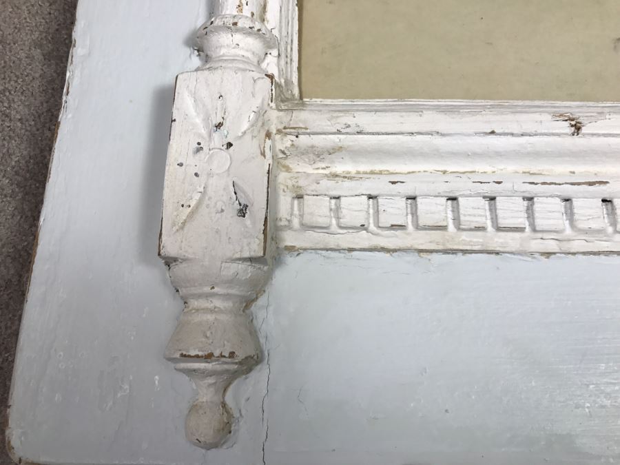 Original 1963 Charcoal Drawing In Stunning Shabby Chic White Custom Architectural Wooden Frame Great For Beveled Glass Mirror 34' X 50' [Photo 5]