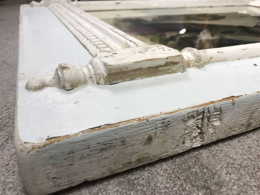 Original 1963 Charcoal Drawing In Stunning Shabby Chic White Custom Architectural Wooden Frame Great For Beveled Glass Mirror 34' X 50' [Photo 11]