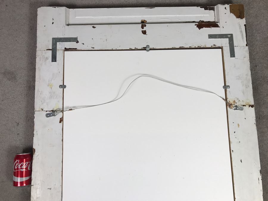 Original 1963 Charcoal Drawing In Stunning Shabby Chic White Custom Architectural Wooden Frame Great For Beveled Glass Mirror 34' X 50' [Photo 21]