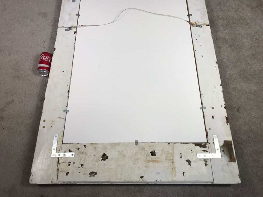 Original 1963 Charcoal Drawing In Stunning Shabby Chic White Custom Architectural Wooden Frame Great For Beveled Glass Mirror 34' X 50' [Photo 20]