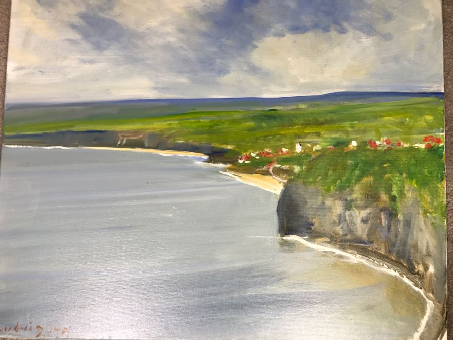 Original Plein Air Oil Painting By Malcolm Ludvigsen (British Mathematician And Plein Air Painter) UK Artist Robin Hood's Bay 30' X 24' [Photo 3]
