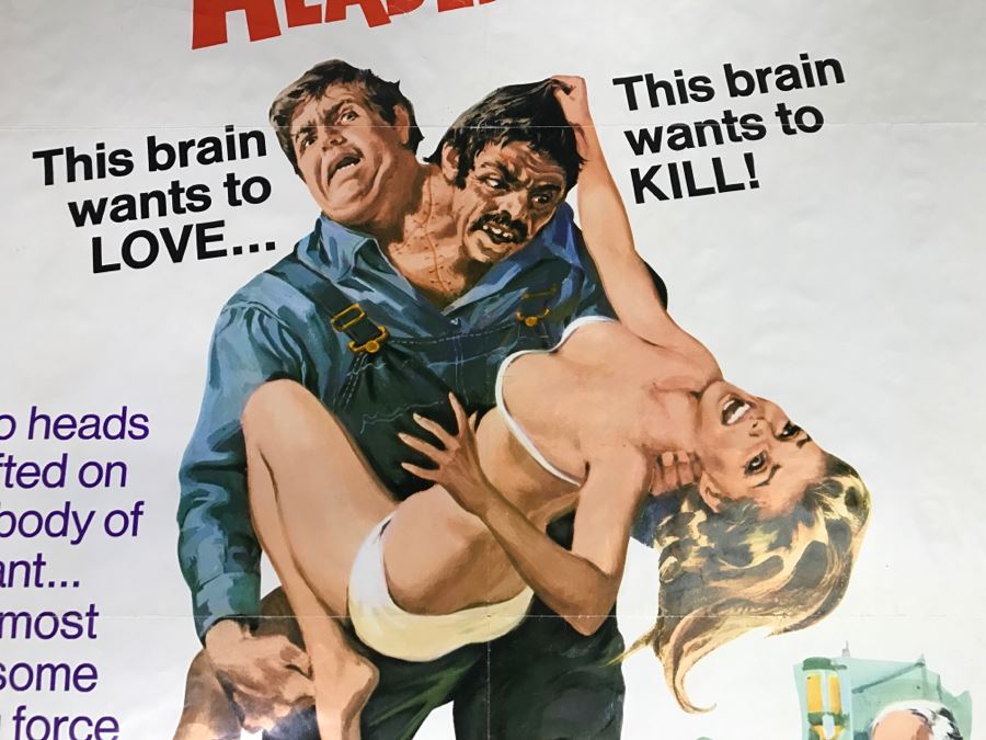 Vintage 1971 Litho Movie Poster 'The Incredible 2 Headed Transplant' - Some Edge Tears 71 Of 116 [Photo 4]