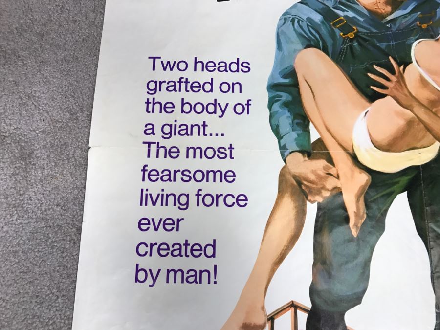 Vintage 1971 Litho Movie Poster 'The Incredible 2 Headed Transplant' - Some Edge Tears 71 Of 116 [Photo 9]