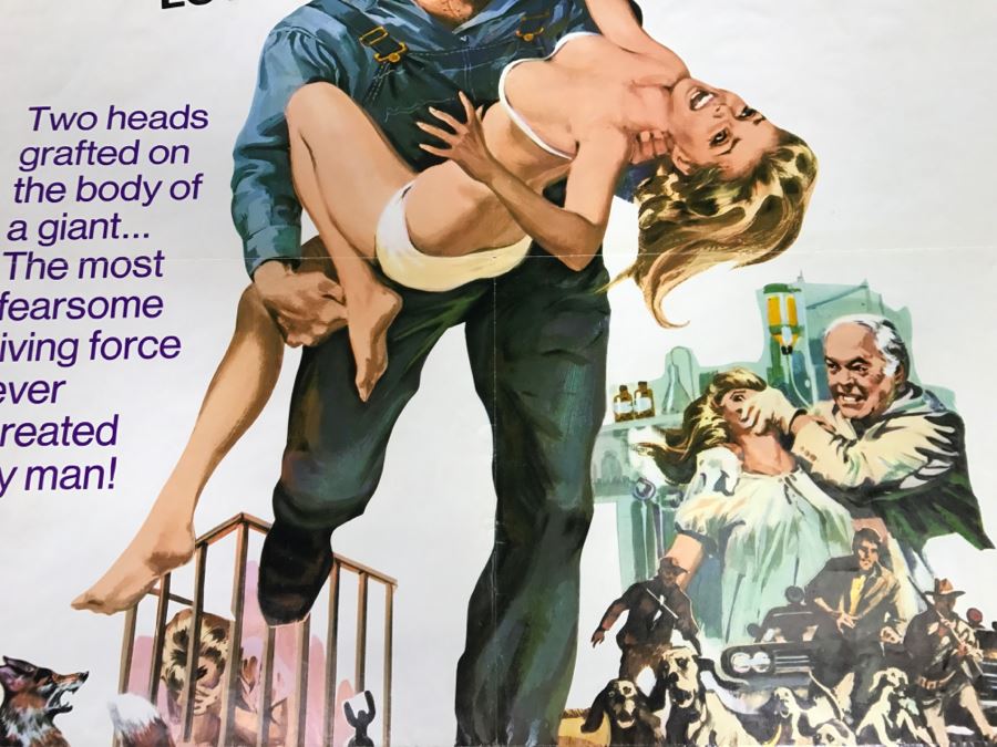Vintage 1971 Litho Movie Poster 'The Incredible 2 Headed Transplant' - Some Edge Tears 71 Of 116 [Photo 6]
