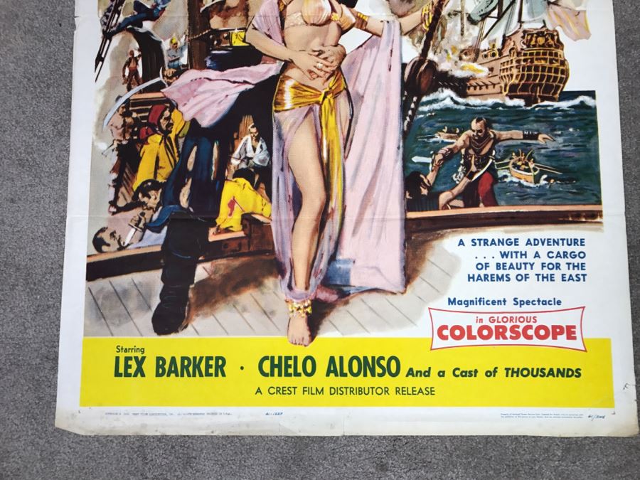 Vintage 1961 Litho Movie Poster 'Pirate And The Slave Girl' 61 Of 246 - Some Edge Tears [Photo 9]