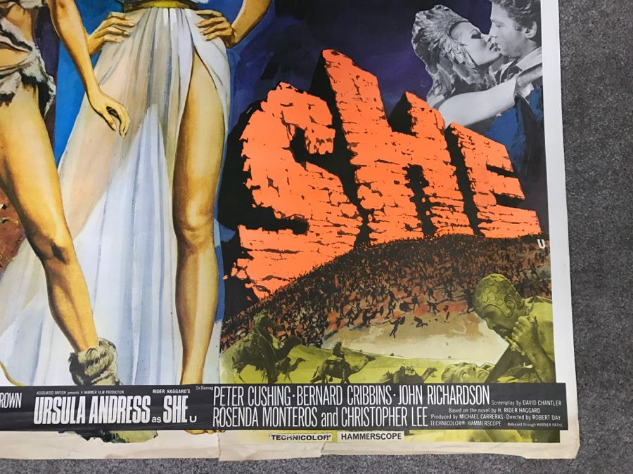 Vintage Litho Movie Poster Raquel Welch 'One Million Years B.C.' And Ursula Andress 'She' - Some Edge Tears [Photo 7]