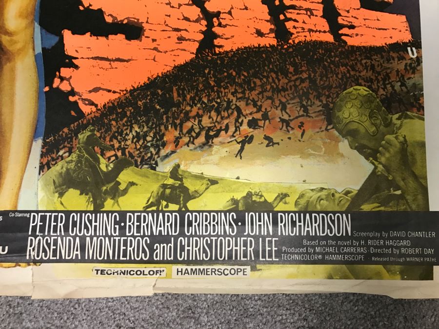 Vintage Litho Movie Poster Raquel Welch 'One Million Years B.C.' And Ursula Andress 'She' - Some Edge Tears [Photo 17]