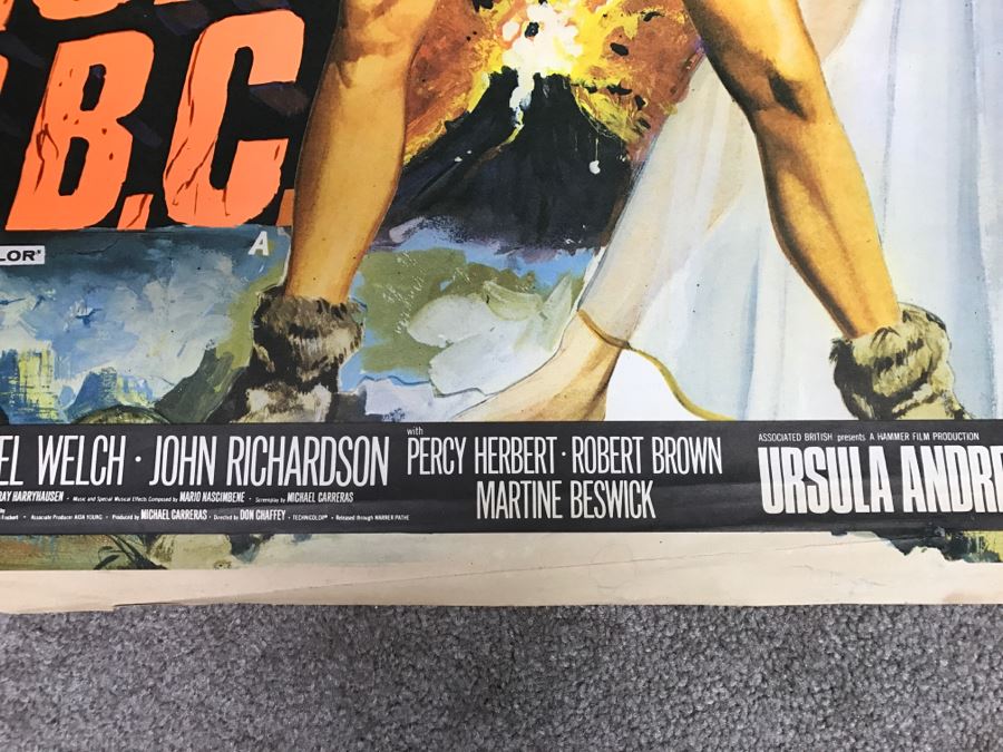 Vintage Litho Movie Poster Raquel Welch 'One Million Years B.C.' And Ursula Andress 'She' - Some Edge Tears [Photo 9]