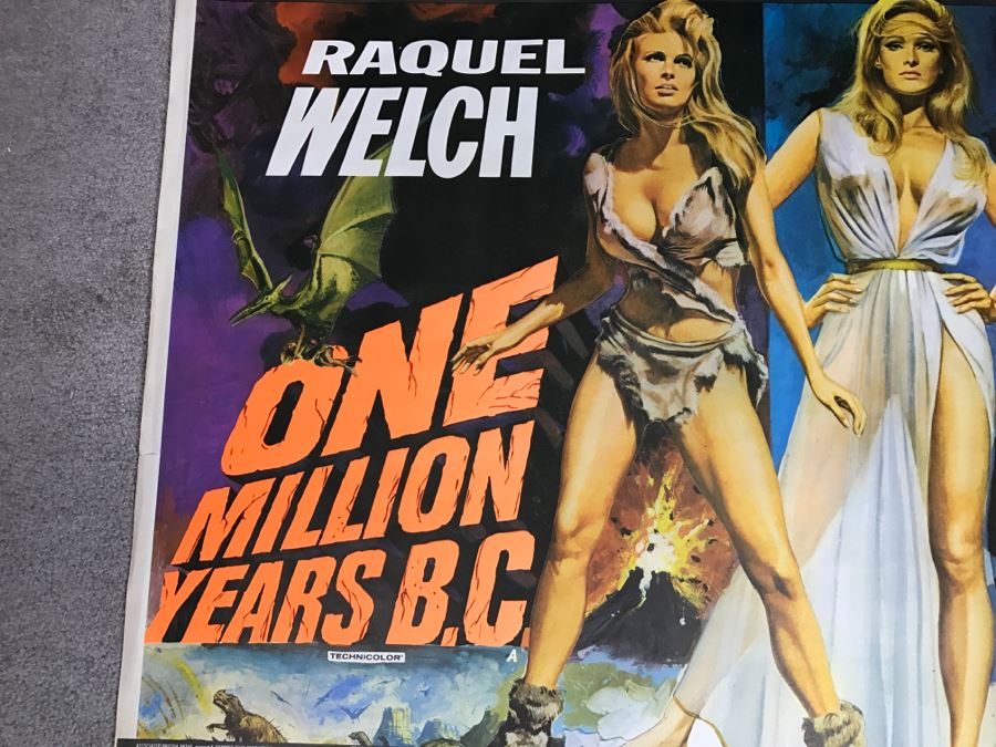 Vintage Litho Movie Poster Raquel Welch 'One Million Years B.C.' And Ursula Andress 'She' - Some Edge Tears [Photo 4]
