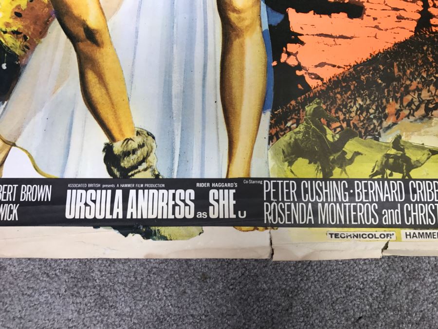Vintage Litho Movie Poster Raquel Welch 'One Million Years B.C.' And Ursula Andress 'She' - Some Edge Tears [Photo 10]