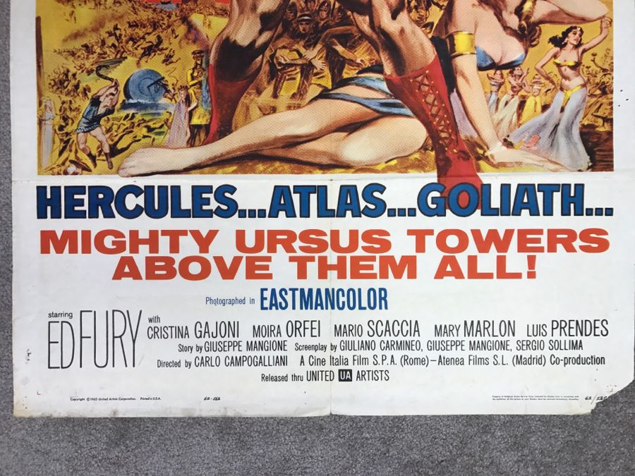 Vintage 1962 Litho Movie Poster 'Mighty Ursus' 62 Of 235 - Some Edge Tears [Photo 10]